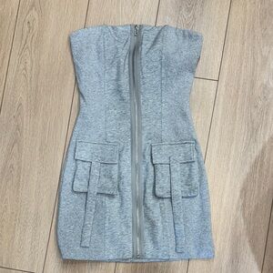 Gray Strapless Mini Dress